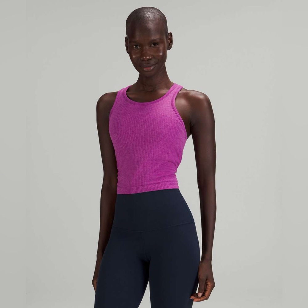 Lululemon Ebb to Street Cropped Racerback Tank Top Vivid Plum size 10